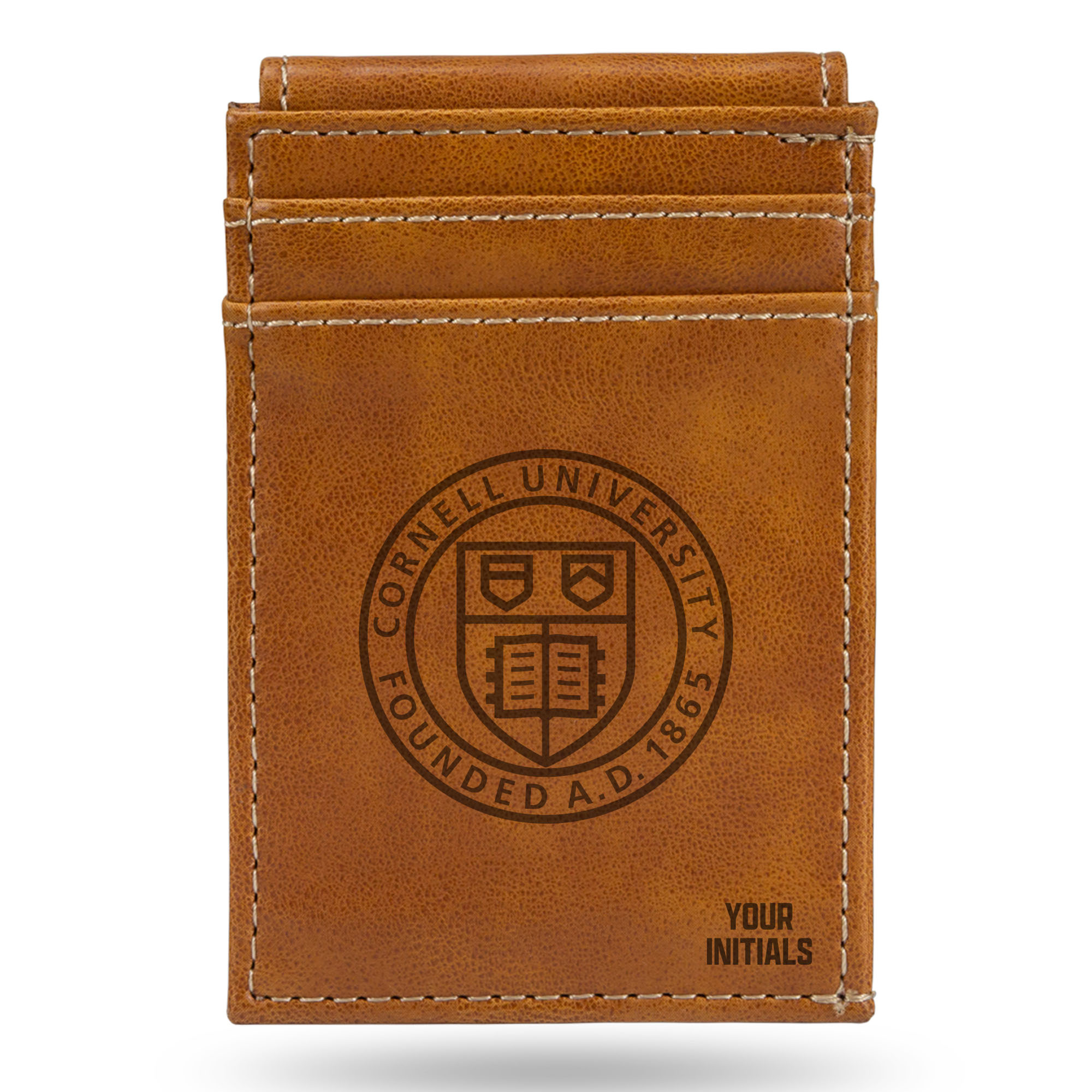 Brown Cornell Big Red Personalized Front Pocket Wallet