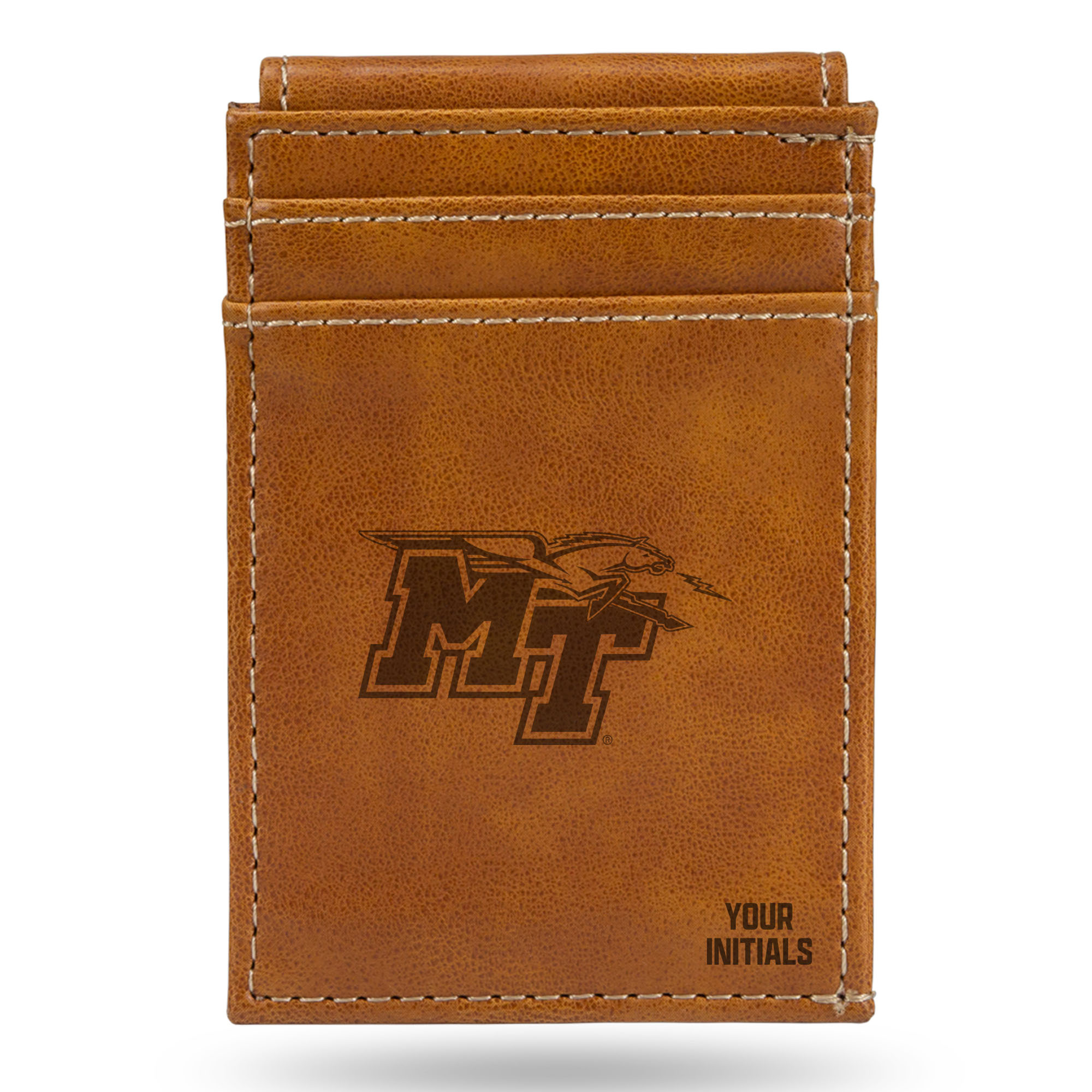 Brown MTSU Blue Raiders Personalized Front Pocket Wallet