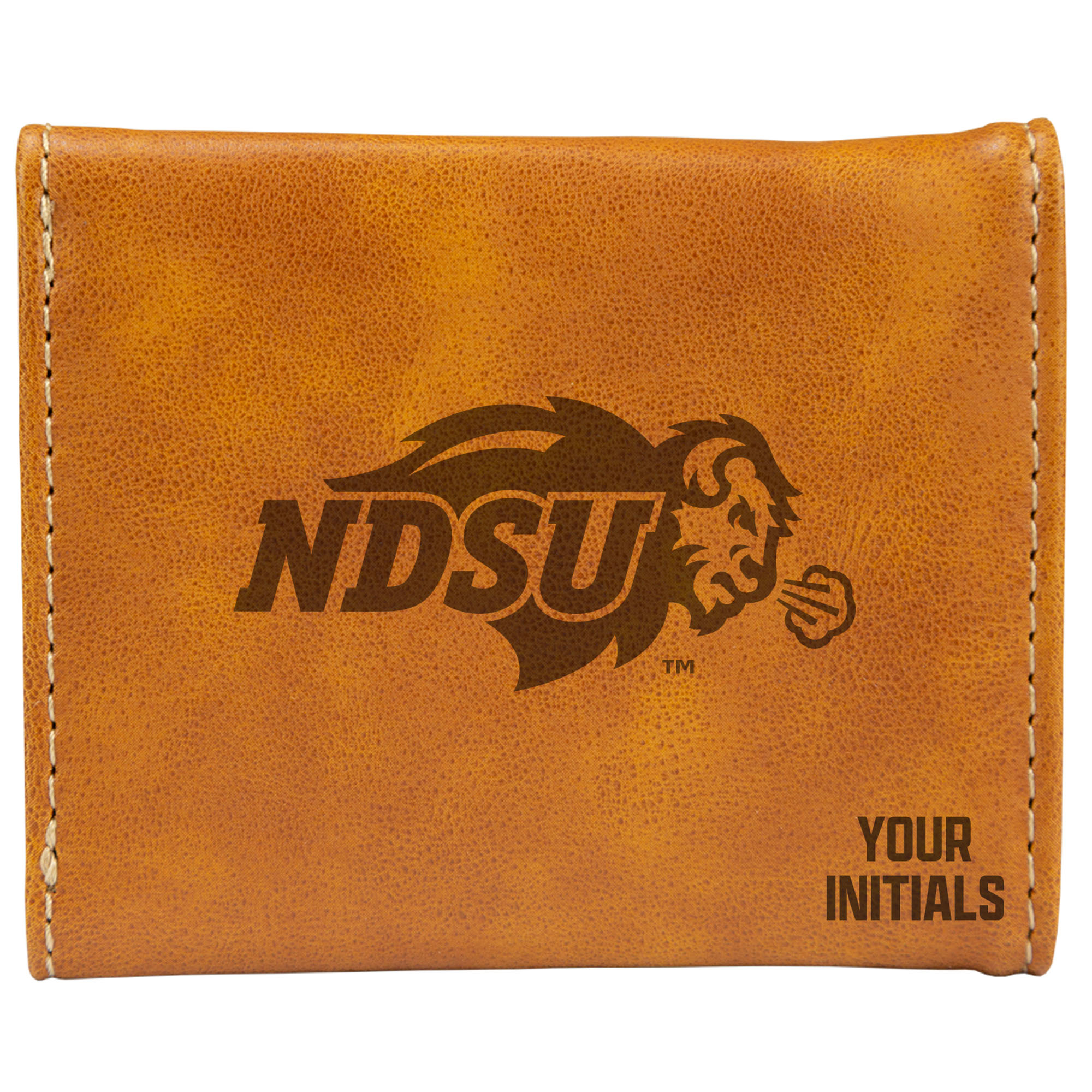 Brown NDSU Bison Personalized Trifold Wallet