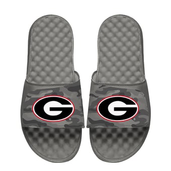 Youth ISlide  Gray Georgia Bulldogs Camo Slide Sandals