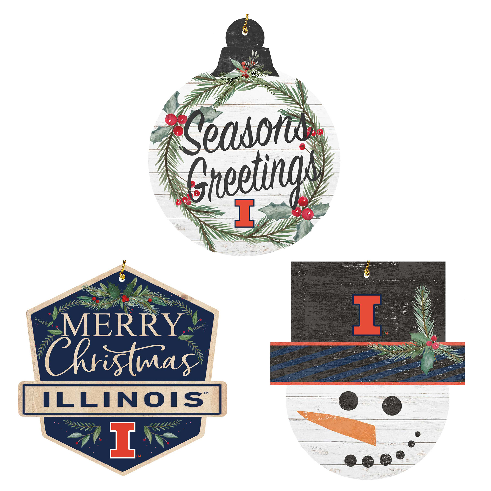 Illinois Fighting Illini Ornament Bundle Illinois Fighting Illini Ornament Bundle
