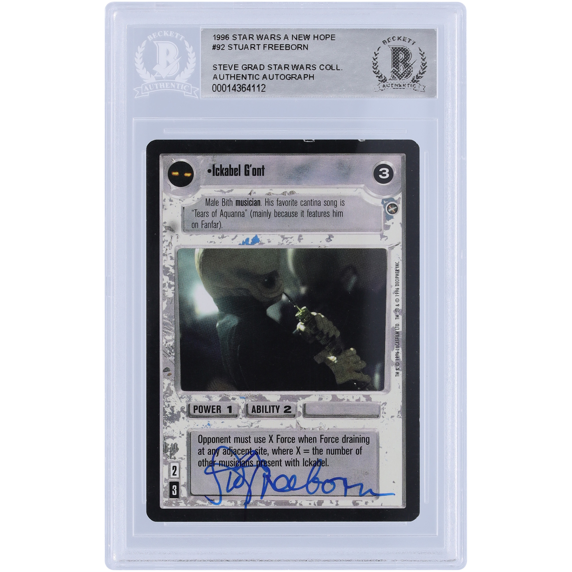 Stuart Freeborn Star Wars Autographed 1996 CCG #92 BAS Authenticated Card