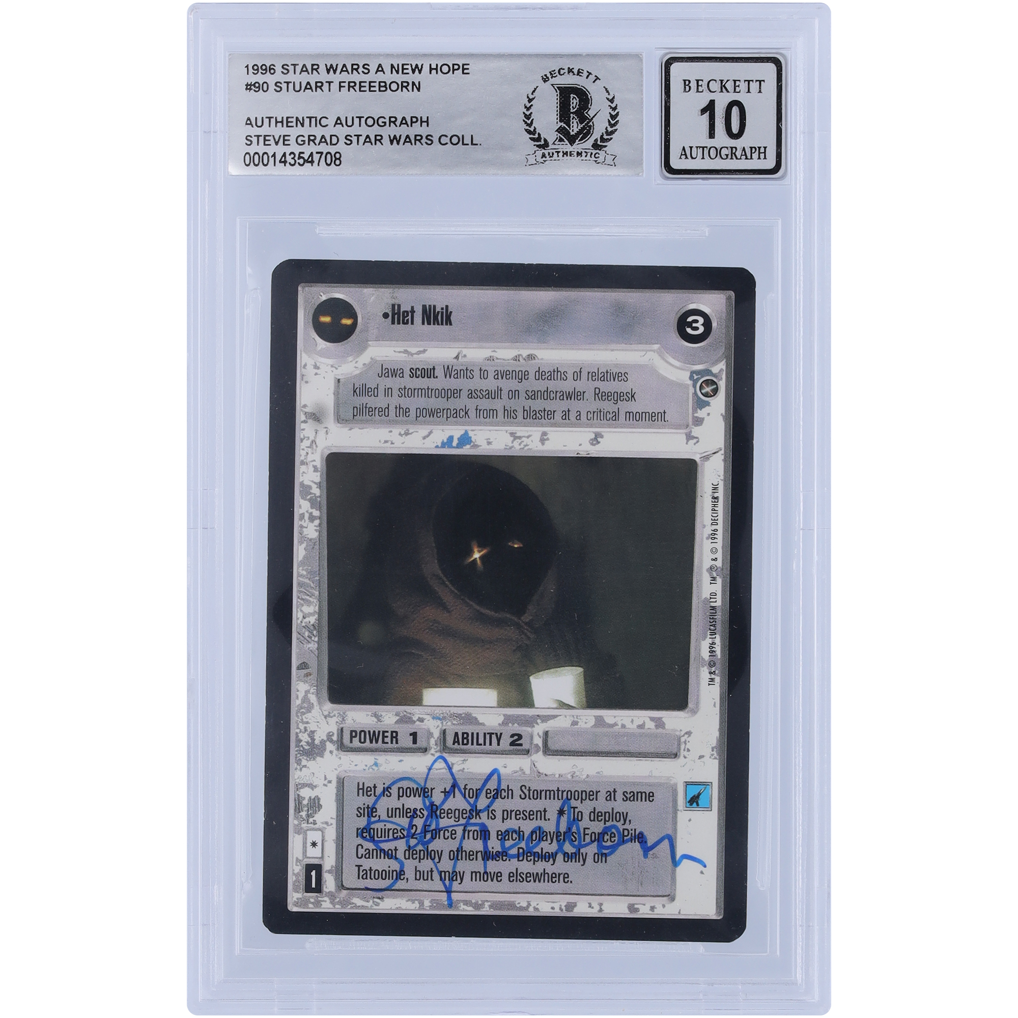 Stuart Freeborn Star Wars Autographed 1996 CCG A New Hope #90 BGS Authenticated 10 Card