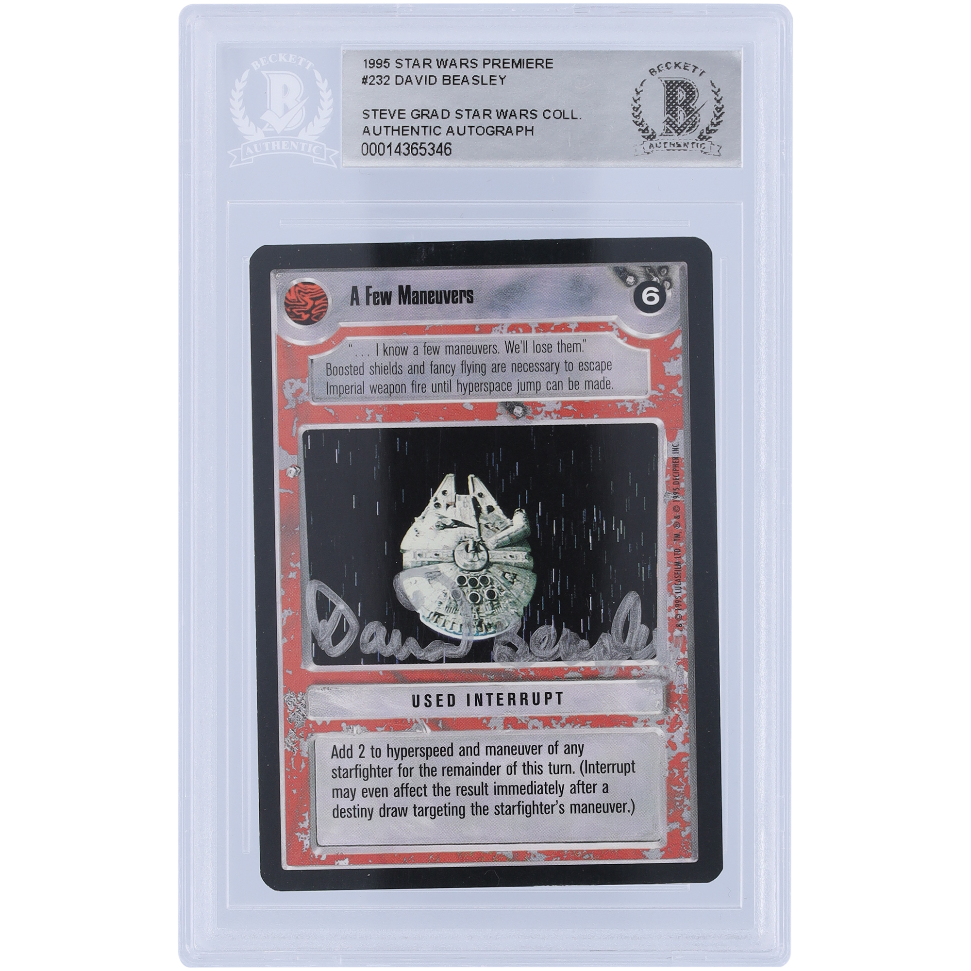 David Beasley Star Wars Autographed 1995 CCG Premiere #232 BAS Authenticated Card