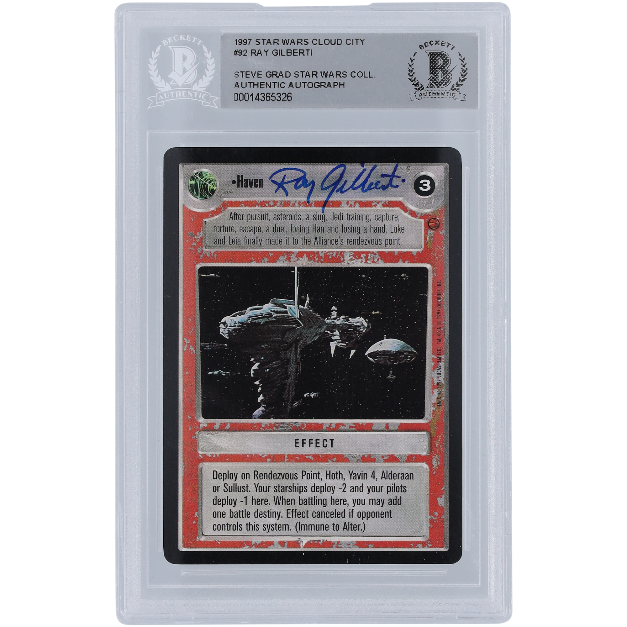 Ray Gilberti Star Wars Autographed 1997 CCG Cloud City #92 BGS Authenticated Card