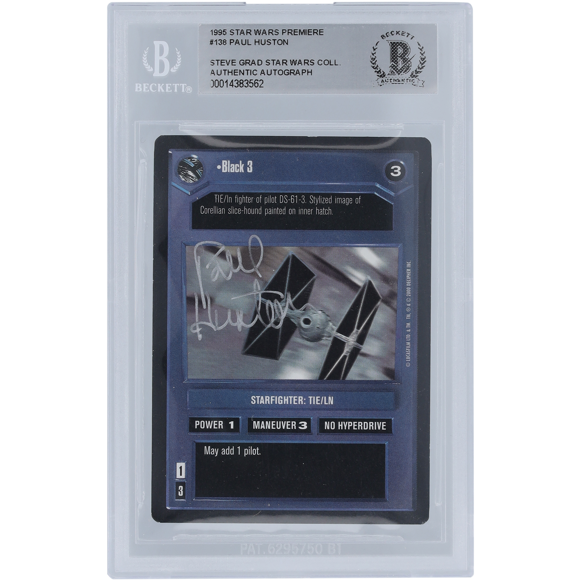 Paul Huston Star Wars Autographed 1995 CCG Premiere #138 BGS Authenticated Card