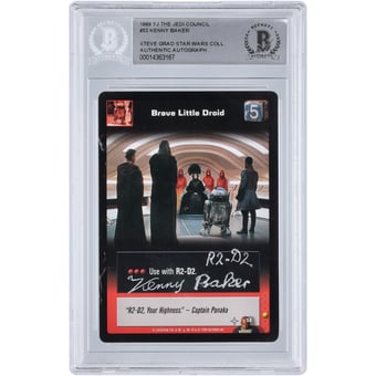 Kenny Baker Star Wars Autographed 1999 CCG Young Jedi #53 BGS Authenticated Card with "R2-D2" Inscription