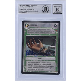 Bill Hargreaves Star Wars Autographed 1997 CCG Cloud City #19 BGS Authenticated 10 Card