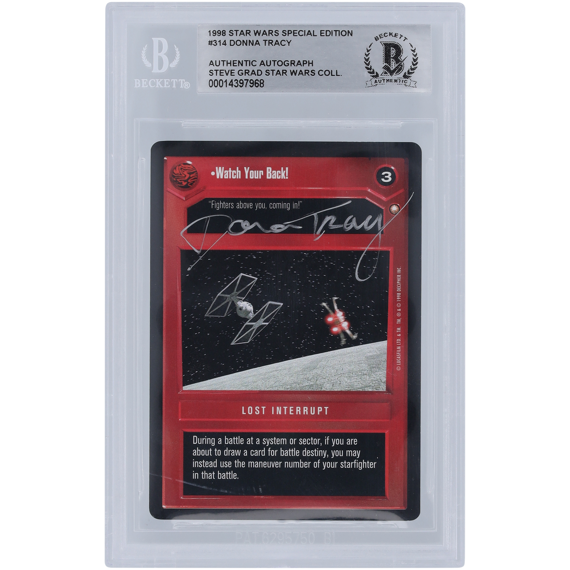 Donna Tracy Star Wars Autographed 1998 CCG Special Edition #314 BGS Authenticated Card