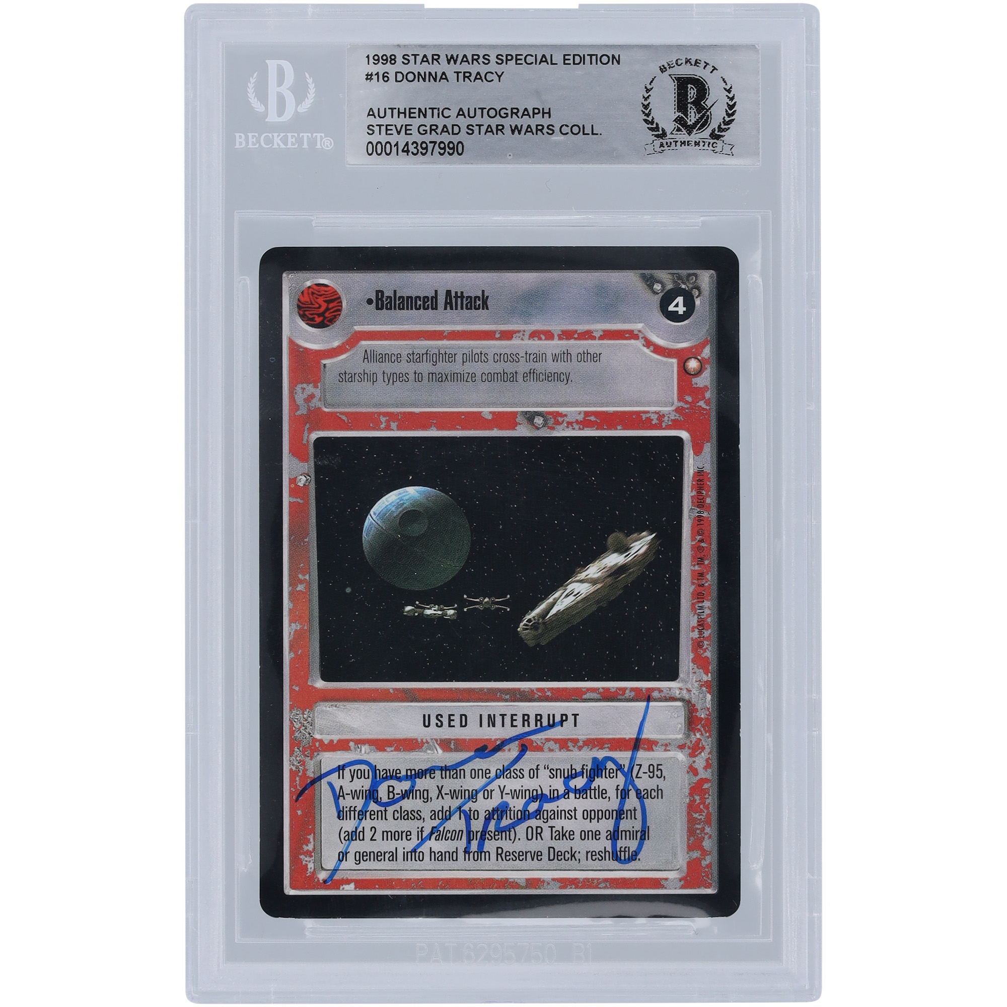 Donna Tracy Star Wars Autographed 1998 CCG Premiere #16 BGS Authenticated Card