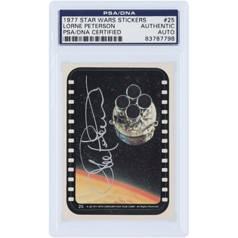Lorne Peterson Autographed 1977 Topps Star Wars Stickers #25 PSA Authenticated Card
