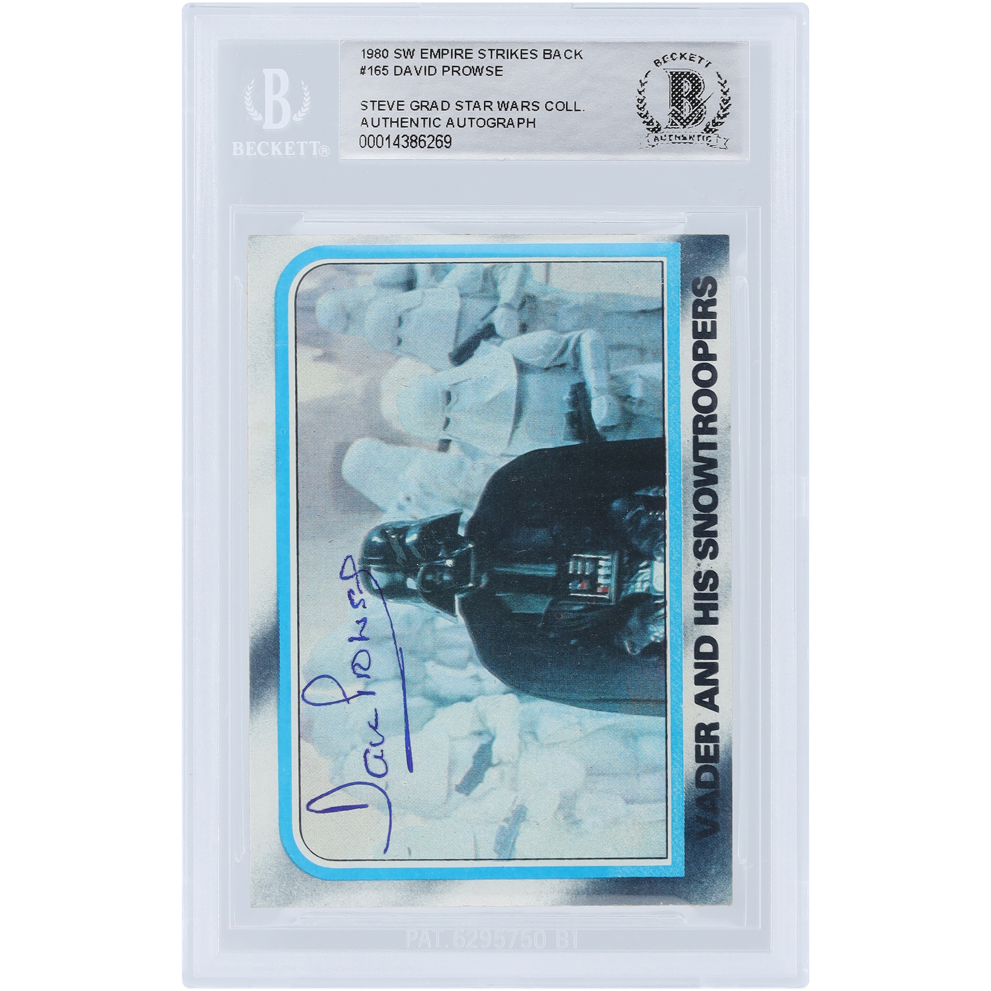 David Prowse Star Wars Autographed 1980 Topps The Empire Strikes Back Darth Vader #165 BAS Authenticated Card