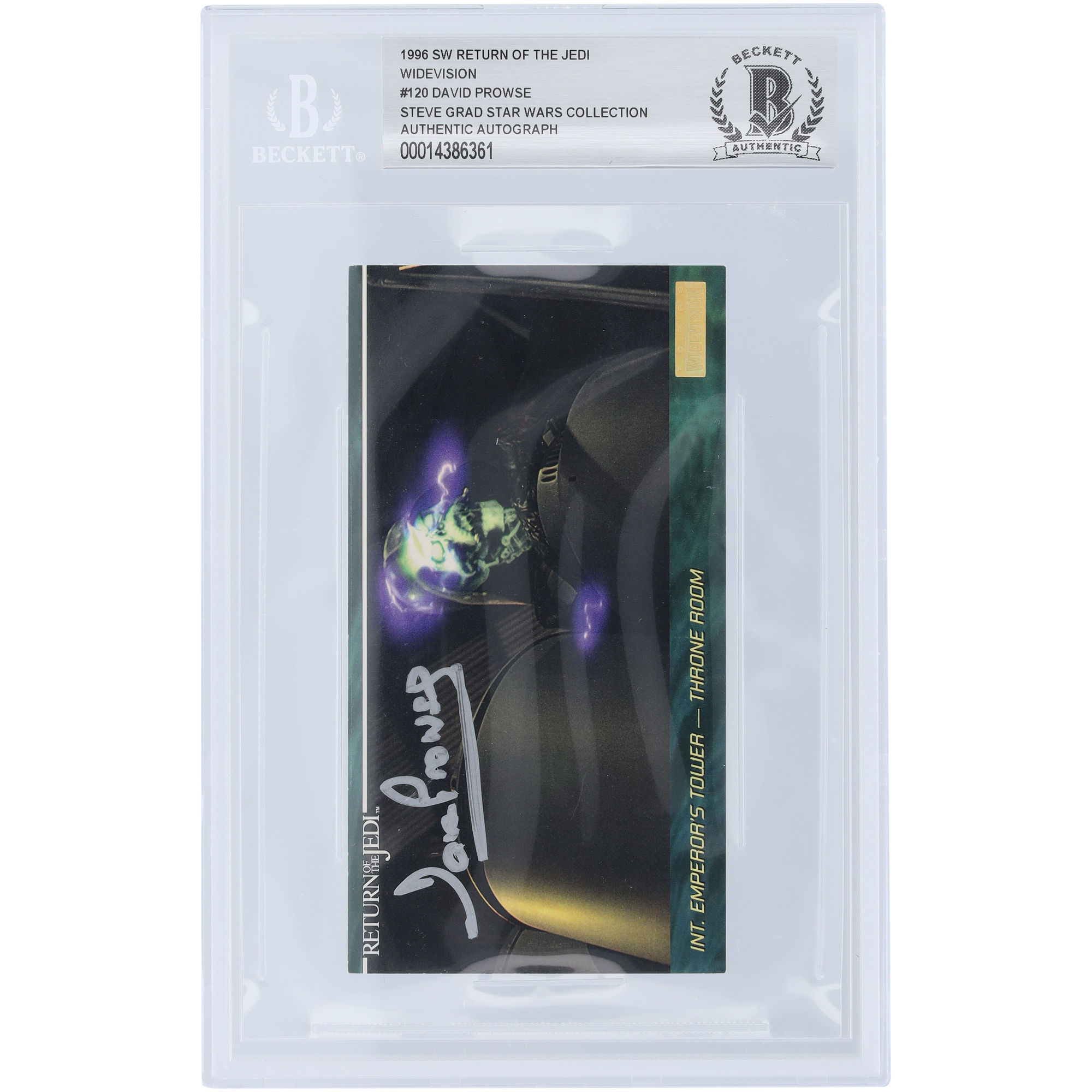 David Prowse Star Wars Autographed 1996 Topps Return of the Jedi Widevision Darth Vader #120 BAS Authenticated Card