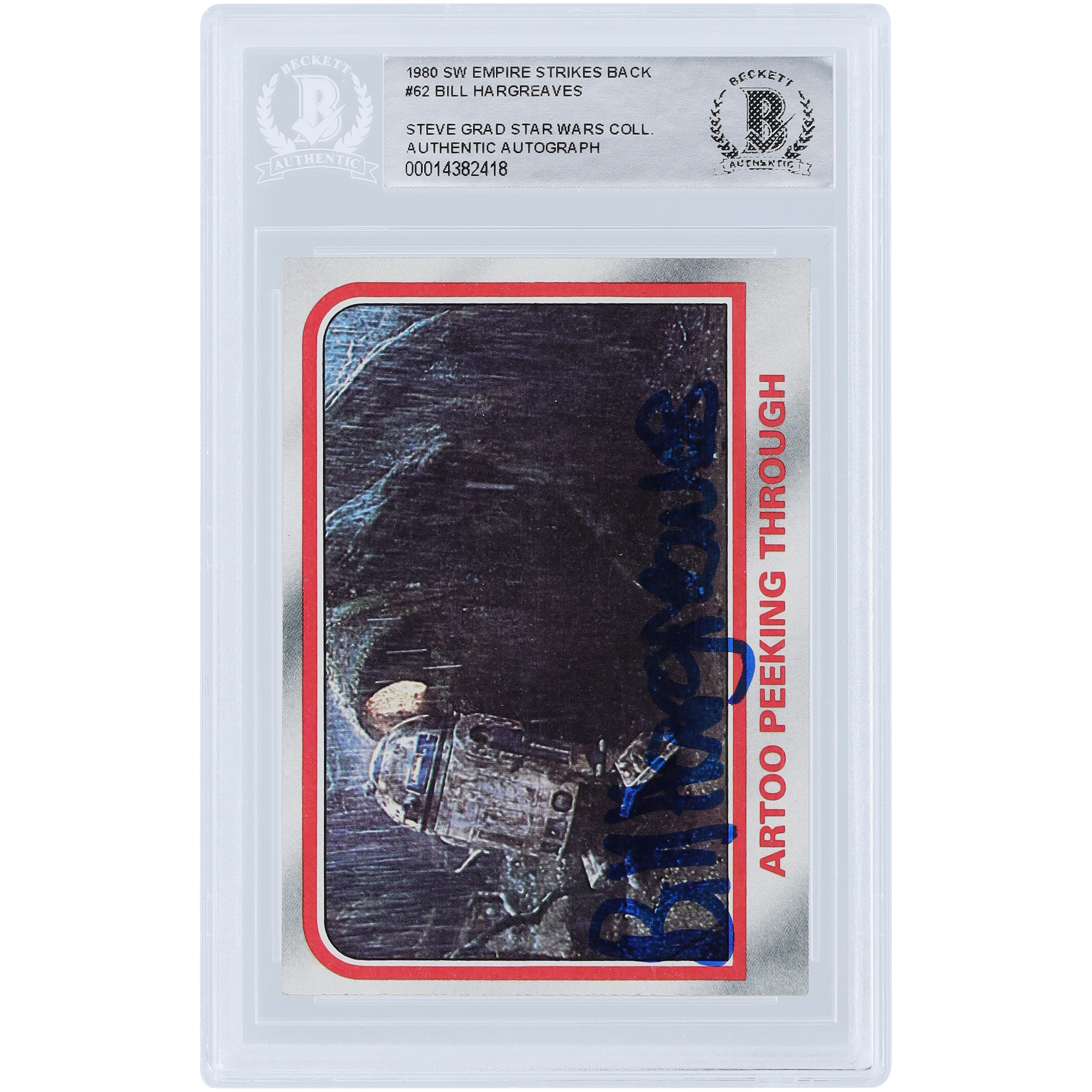 Bill Hargreaves Star Wars Autographed 1980 Topps The Empire Strikes Back #62 BAS Authenticated Card