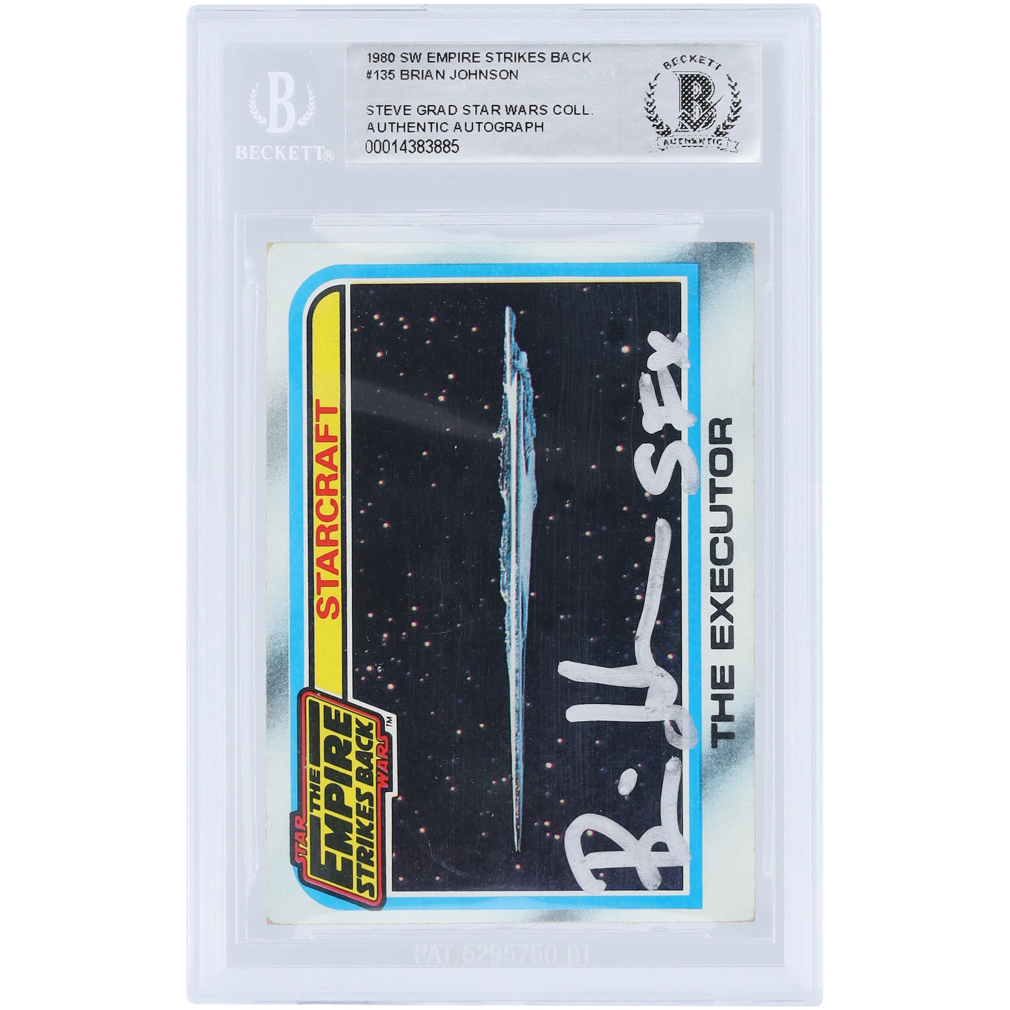 Brian Johnson Star Wars Autographed 1980 Topps The Empire Strikes Back #135 BAS Authenticated Card with SFX Inscription. rookie card picture