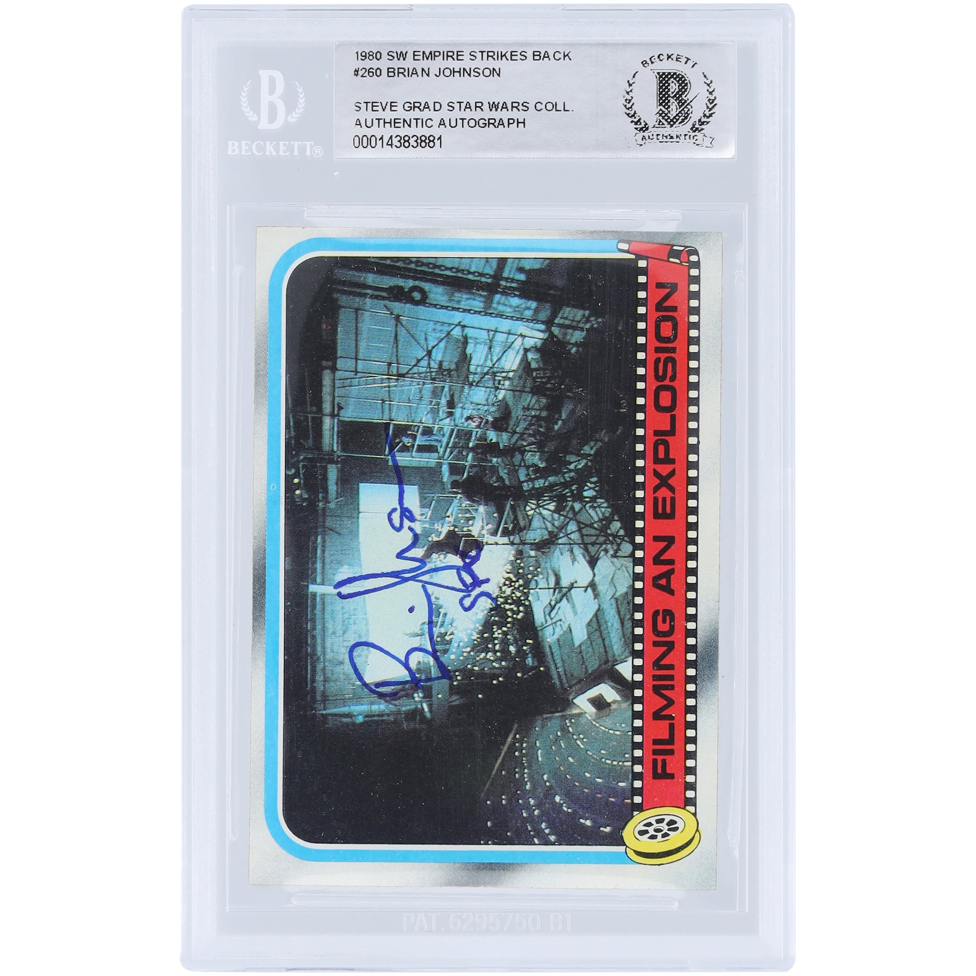 Brian Johnson Star Wars Autographed 1980 Topps The Empire Strikes Back #260 BAS Authenticated Card with SFX Inscription. rookie card picture