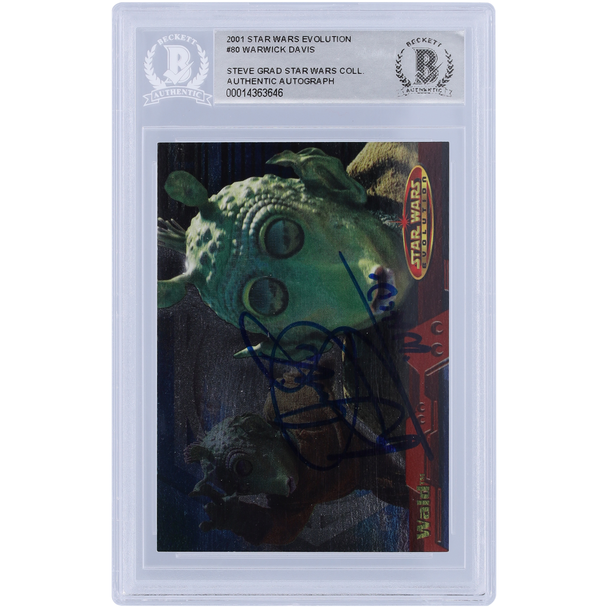 Warwick Davis Star Wars Autographed 2001 Topps Evolution #80 BAS Authenticated Card with "Wald" Inscription
