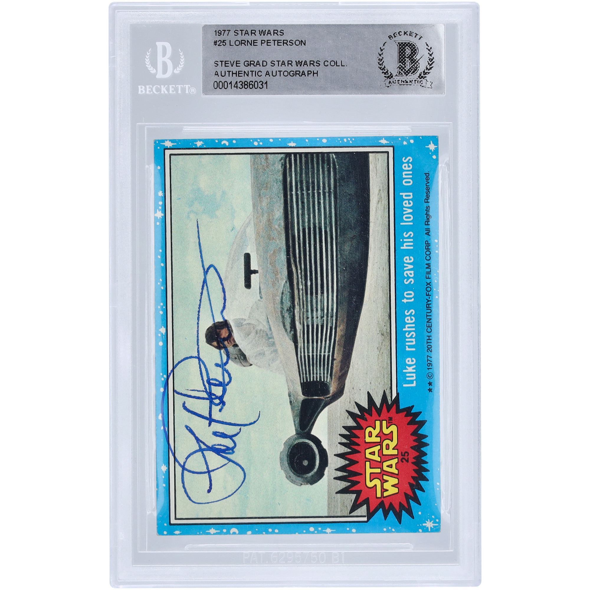 Lorne Peterson Star Wars Autographed 1977 Topps #25 BAS Authenticated Card Lorne Peterson Star Wars Autographed 1977 Topps #25 BAS Authenticated Card