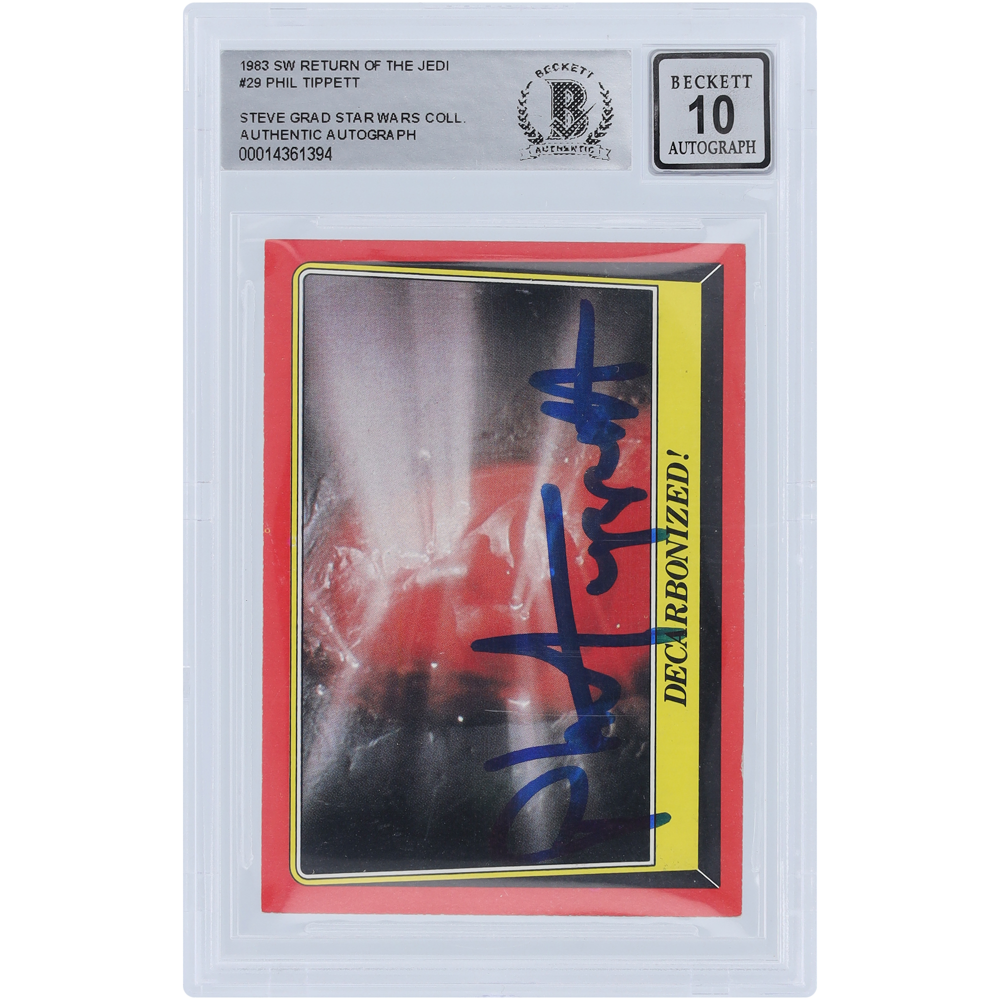 Phil Tippett Star Wars Autographed 1983 Topps Return of the Jedi #29 BAS Authenticated 10 Card Phil Tippett Star Wars Autographed 1983 Topps Return of the Jedi #29 BAS Authenticated 10 Card