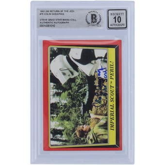 Colin Skeaping Star Wars Autographed 1983 Topps #75 BAS Authenticated 10 Card with "Biker Scout" Inscription