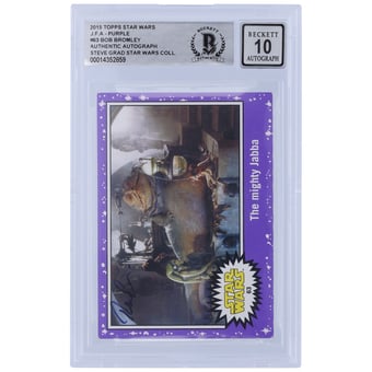 Bob Bromley Star Wars Autographed 2015 Topps Journey To The Force Awakens Purple #63 BGS Authenticated 10 Card