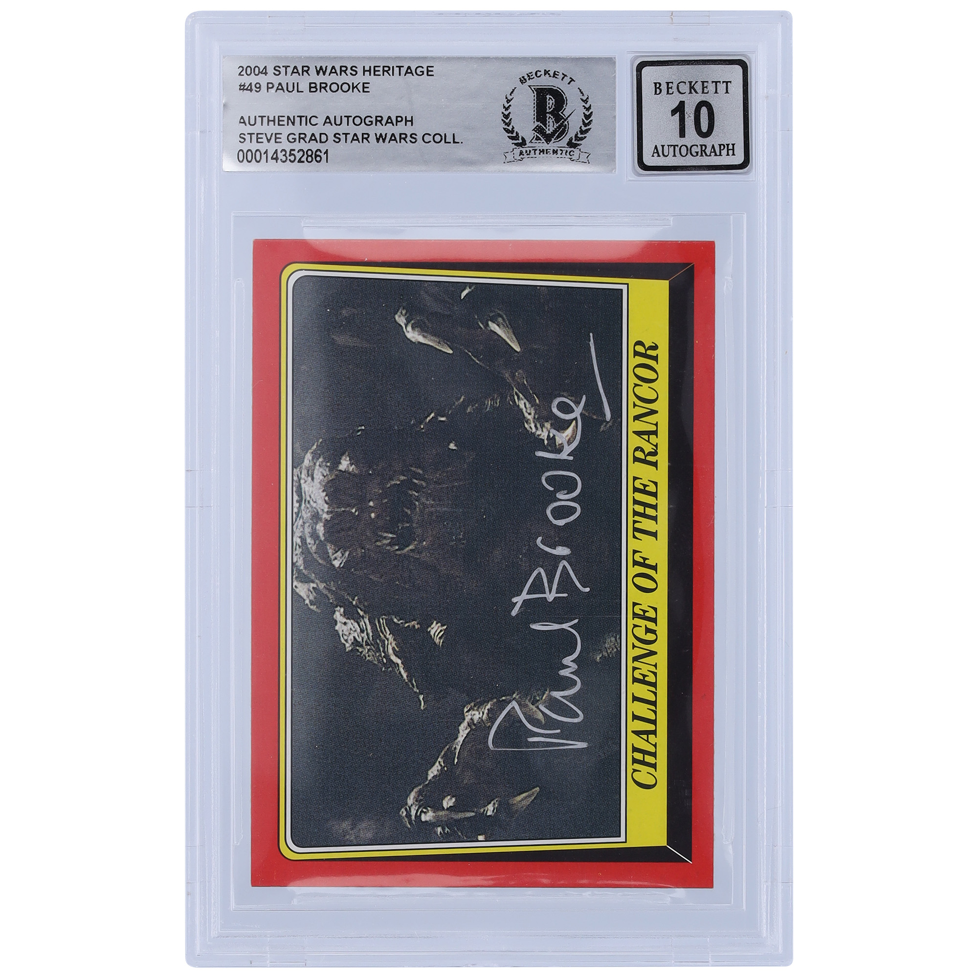 Paul Brooke Star Wars Autographed 2004 Topps Heritage #49 BGS Authenticated 10 Card Paul Brooke Star Wars Autographed 2004 Topps Heritage #49 BGS Authenticated 10 Card