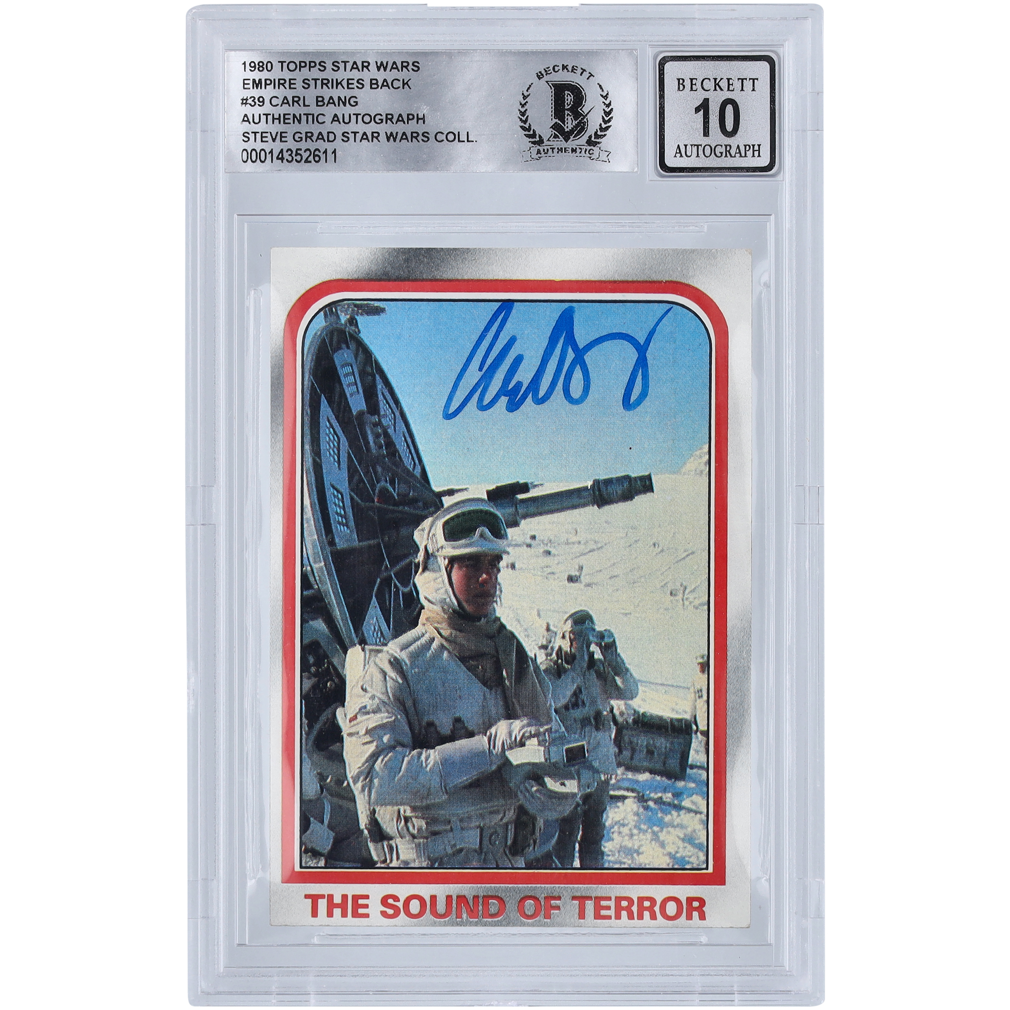 Carl Bang Star Wars Autographed 1980 Topps The Empire Strikes Back #39 BGS Authenticated 10 Card