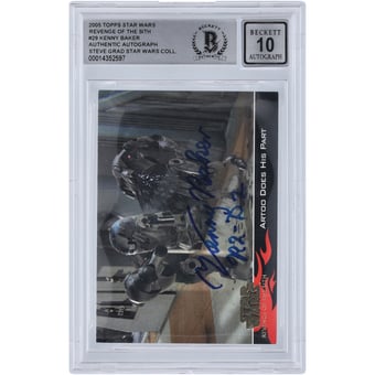 Kenny Baker Autographed 2005 Topps Star Wars Revenge of the Sith #29 BGS Authenticated 10 Card with "R2-D2" Inscription