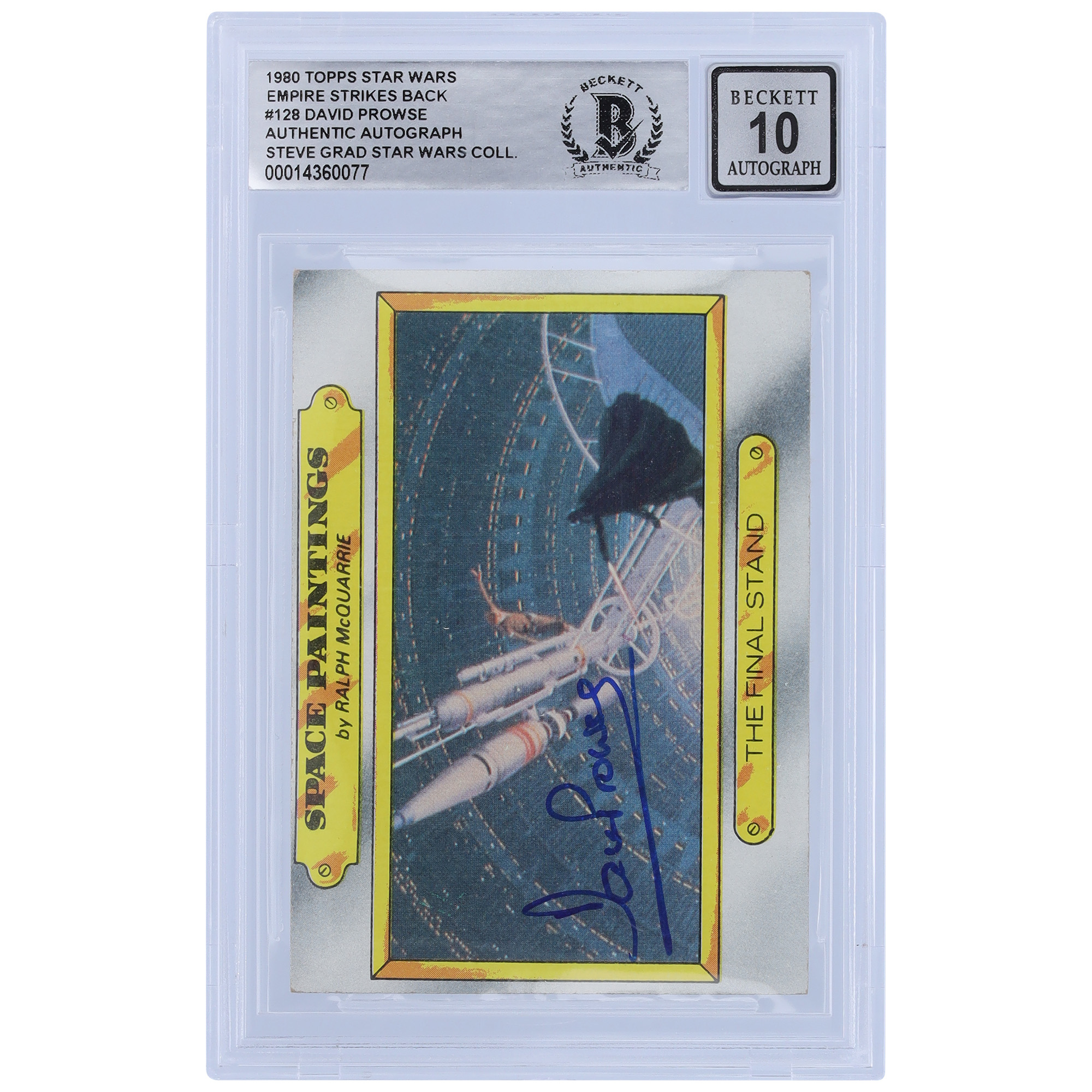 David Prowse Star Wars Autographed 1980 Topps The Empire Strikes Back Darth Vader #128 BGS Authenticated 10 Card David Prowse Star Wars Autographed 1980 Topps The Empire Strikes Back Darth Vader #128 BGS Authenticated 10 Card