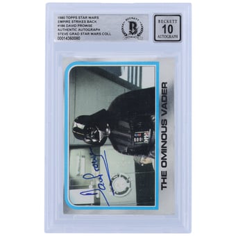 David Prowse Star Wars Autographed 1980 Topps The Empire Strikes Back Darth Vader #186 BGS Authenticated 10 Card