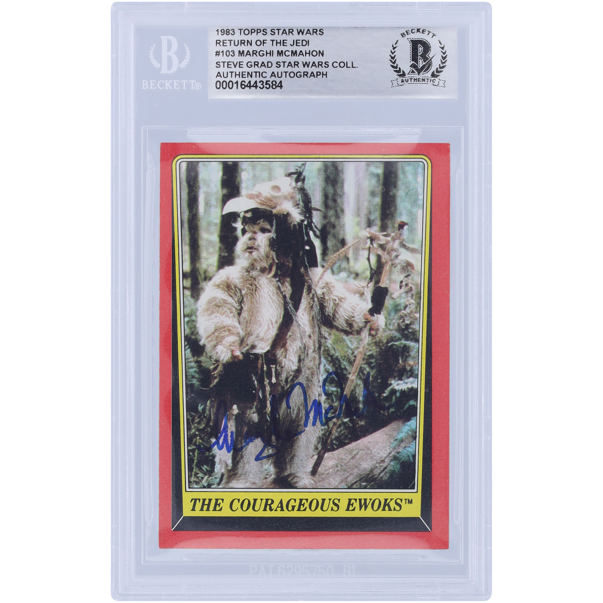 Marghi McMahon Star Wars Autographed 1983 Topps Return of the Jedi #103 BGS Authenticated Card Marghi McMahon Star Wars Autographed 1983 Topps Return of the Jedi #103 BGS Authenticated Card