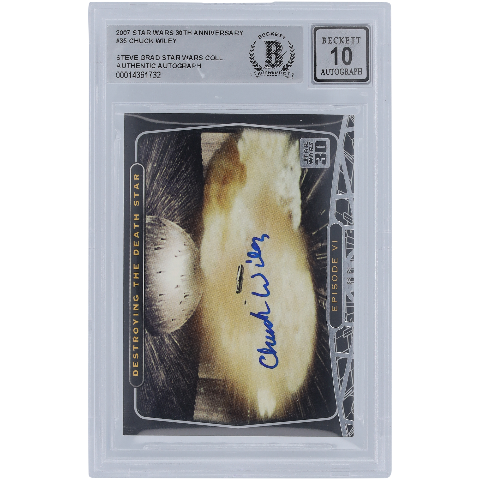 Chuck Wiley Star Wars Autographed 2007 Topps 30th Anniversary #35 BGS Authenticated 10 Card