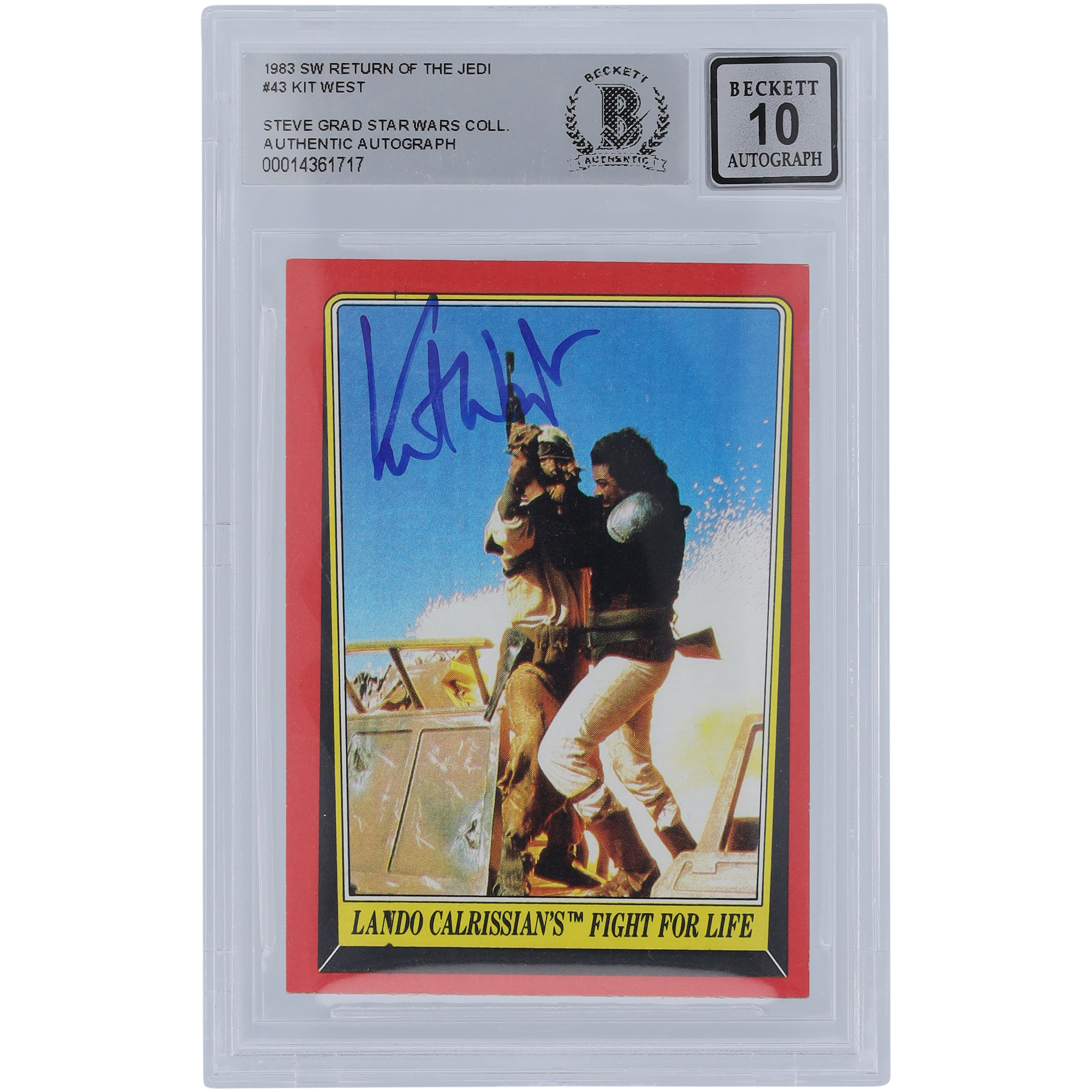 Kit West Star Wars Autographed 1983 Topps Return of the Jedi #43 BGS Authenticated 10 Card