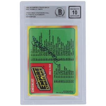 Thomas G. Smith Star Wars Autographed 1980 Topps The Empire Strikes Back #352 BGS Authenticated 10 Card