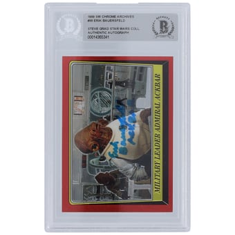 Erik Bauserfield Star Wars Autographed 1999 Topps Chrome Archives #88 BGS Authenticated Card with "Ackbar" Inscription