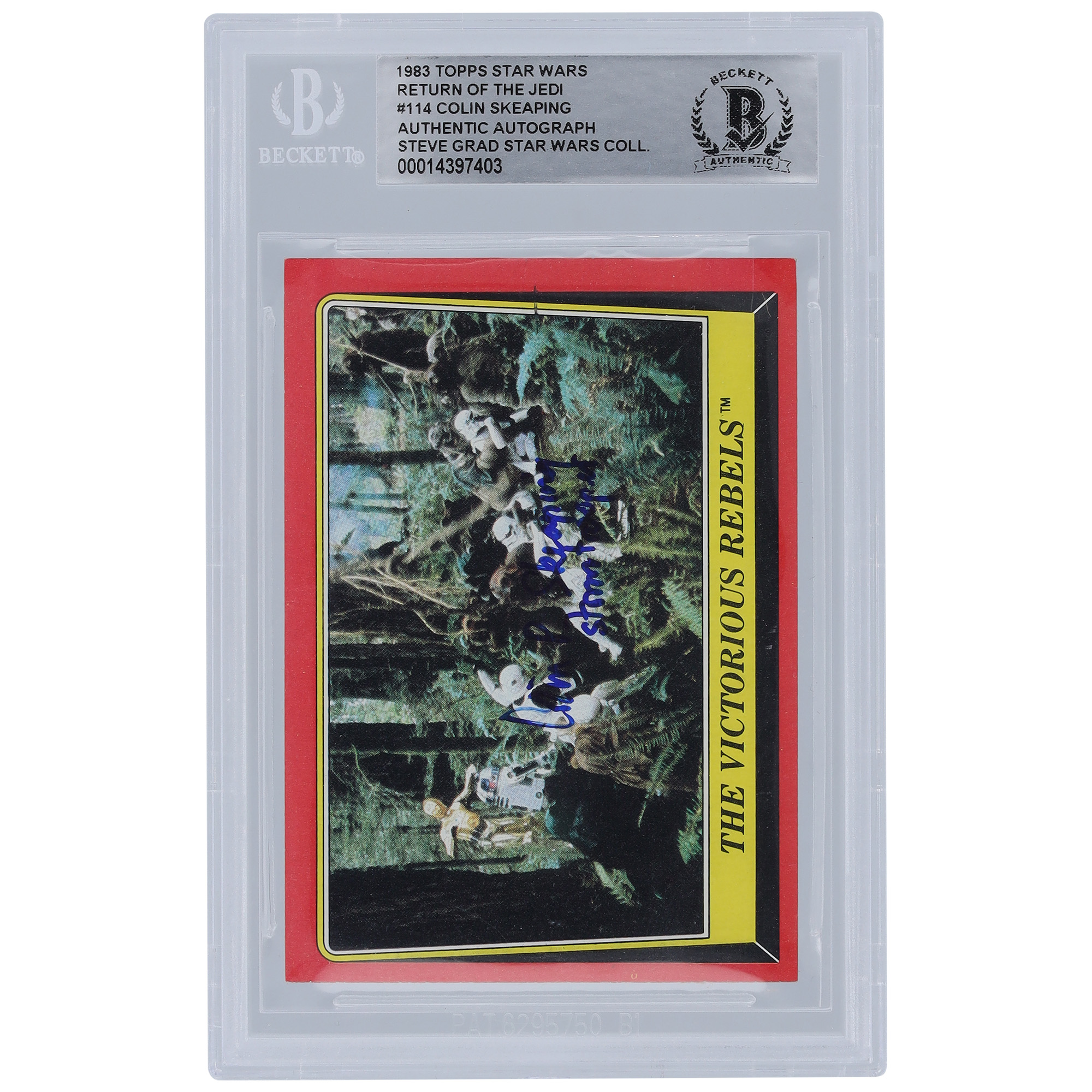 Colin Skeaping Star Wars Autographed 1983 Topps Return of the Jedi #114 BGS Authenticated Card with "Stormtrooper" Inscription