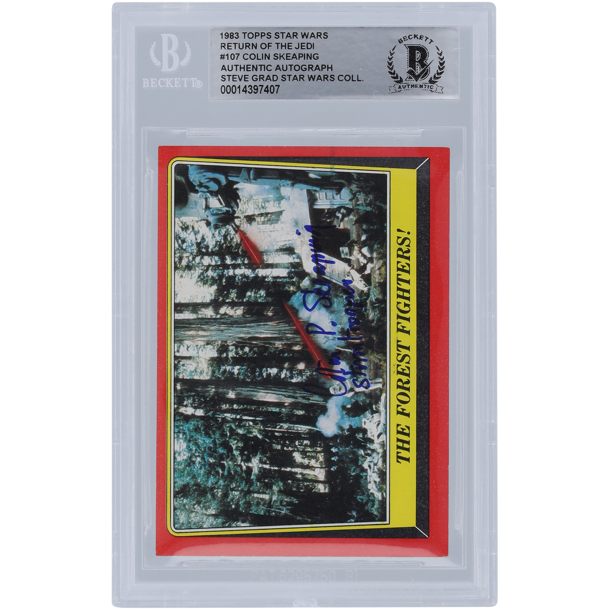 Colin Skeaping Star Wars Autographed 1983 Topps Return of the Jedi #107 BGS Authenticated Card with "Stormtrooper" Inscription