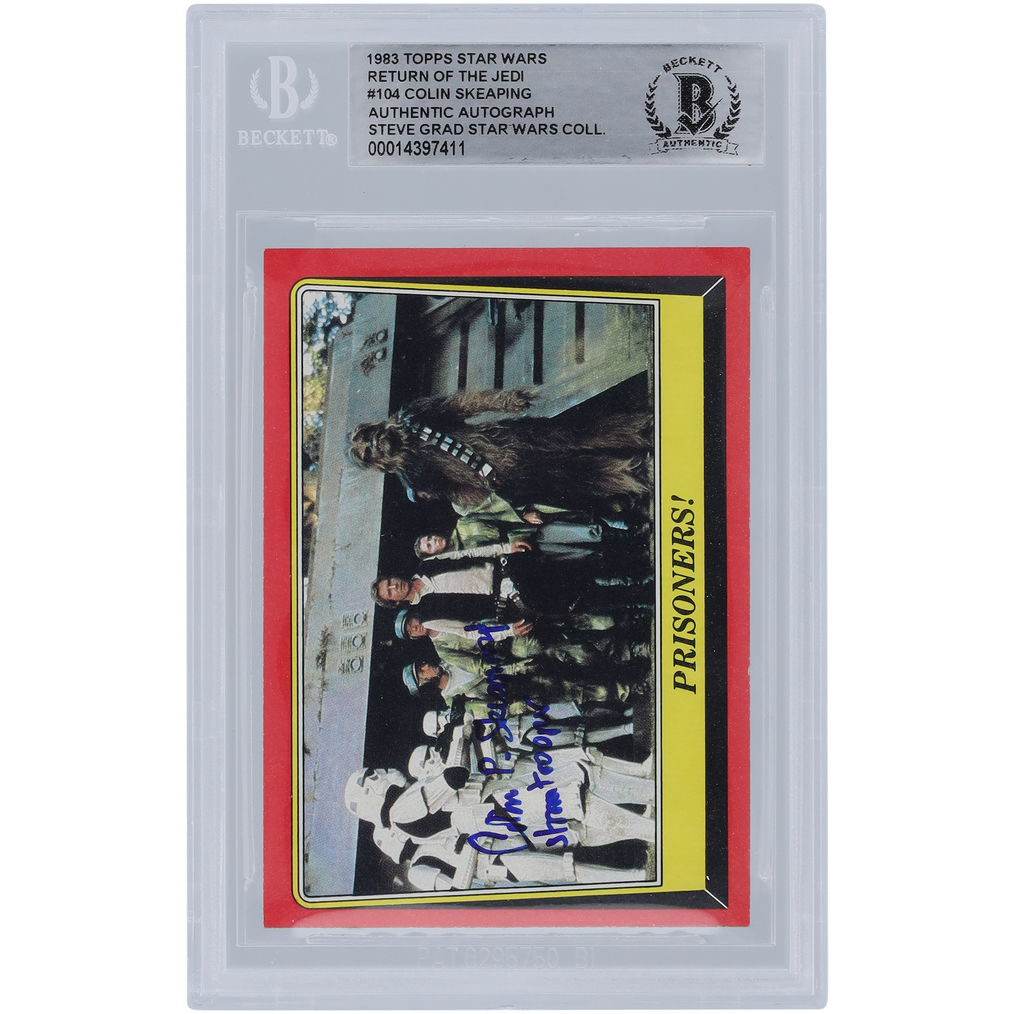 Colin Skeaping Star Wars Autographed 1983 Topps Return of the Jedi #104 BGS Authenticated Card with "Stormtrooper" Inscription