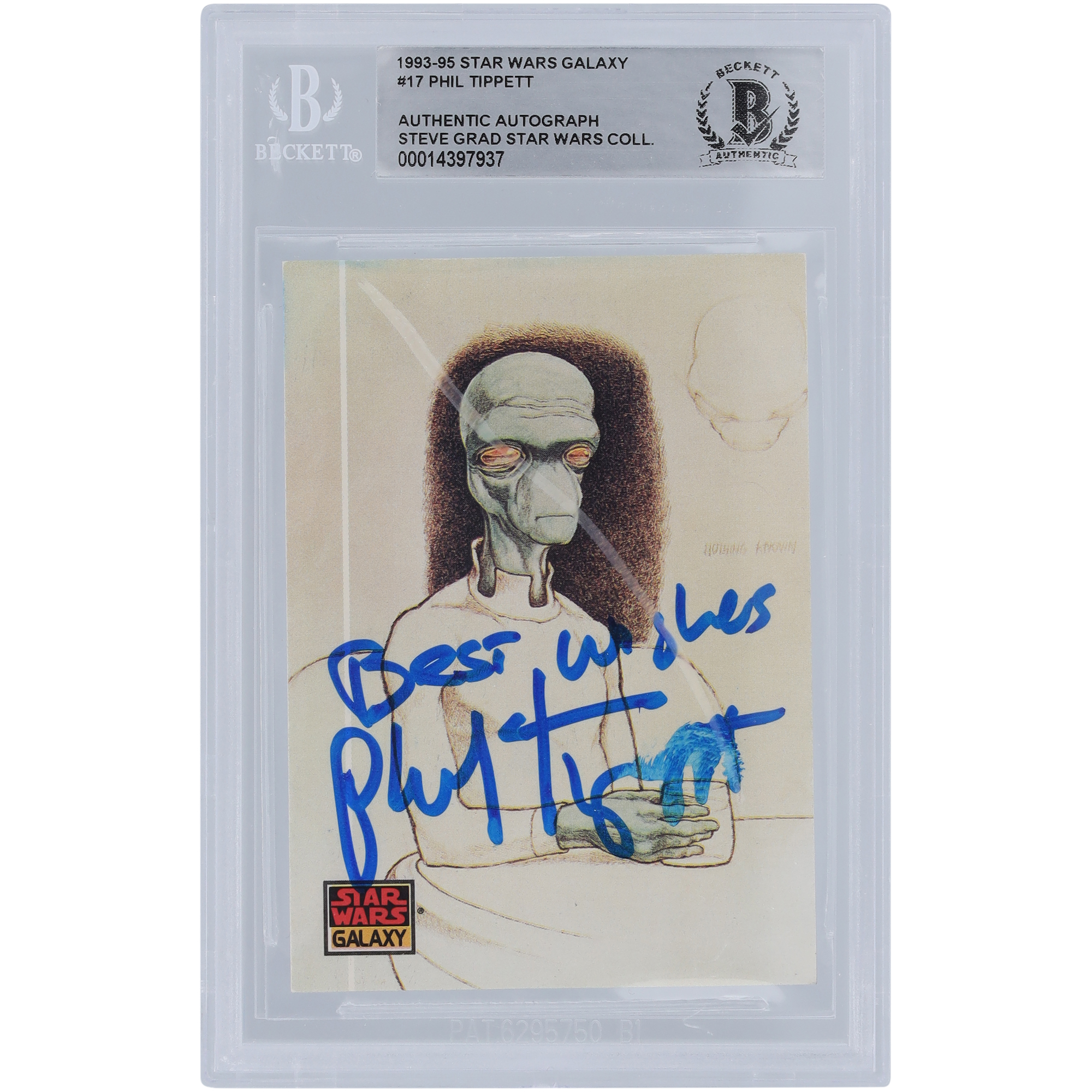 Phil Tippett Star Wars Autographed 1993-95 Topps Star Wars Galaxy #17 BGS Authenticated Authentic Card with "Best Wishes" Inscription