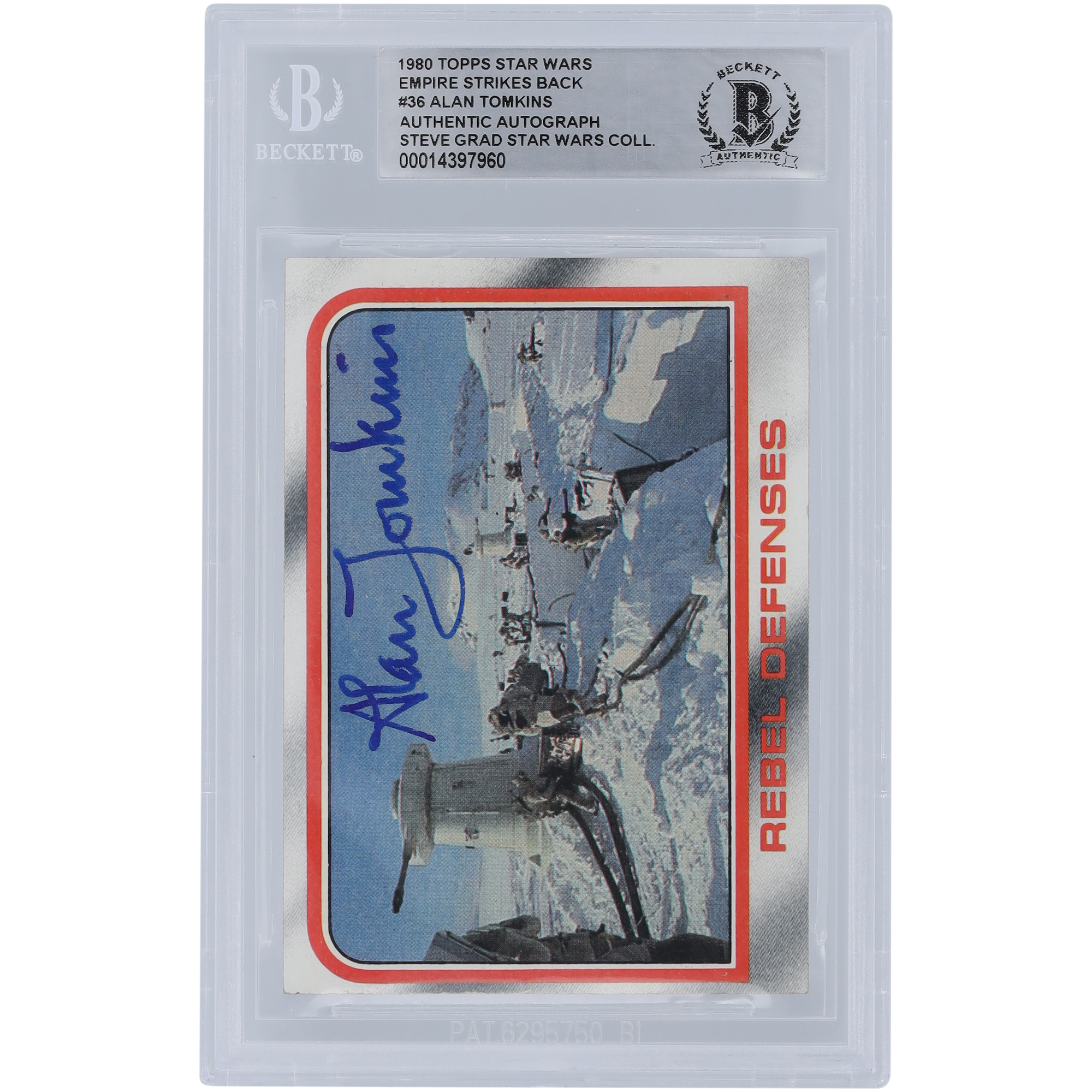 Alan Tomkins Star Wars Autographed 1980 Topps The Empire Strikes Back #36 BGS Authenticated Authentic Card