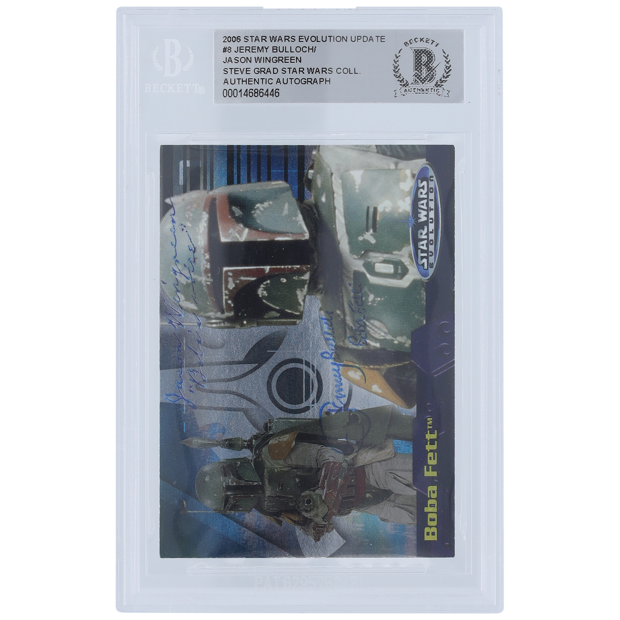 Jeremy Bulloch and Jason Wingreen Star Wars Autographed 2006 Topps Star Wars Evolution Update #8 BGS Authenticated Authentic Card with "Boba Fett & Boba's Voice" Inscription