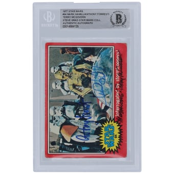 Mark Hamill, Terry McGovern and Anthony Forrest Autographed 1977 Topps Star Wars #94 BGS Authenticated Card with "Move Along" Inscription