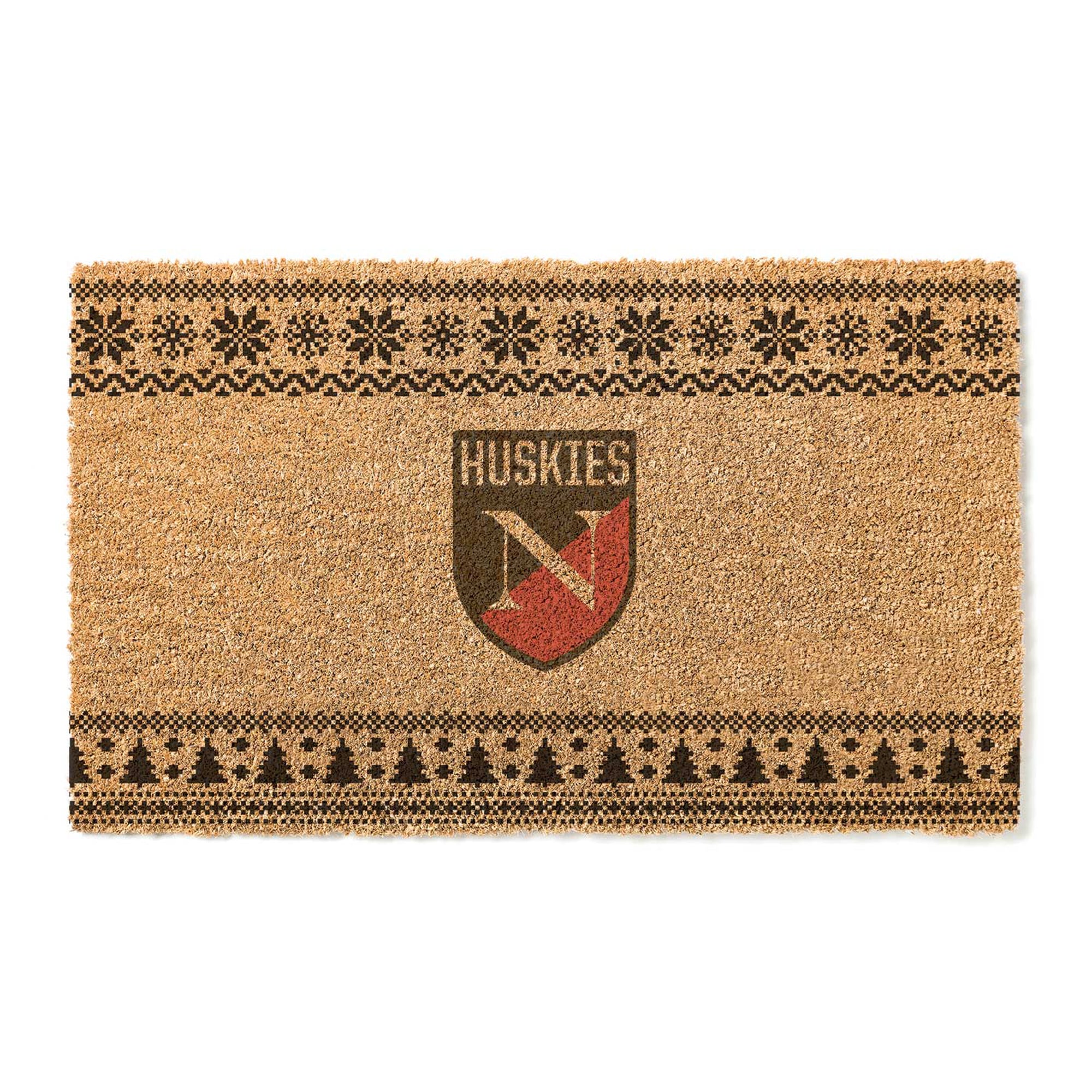 Northeastern Huskies 18" x 30" Holiday Coir Doormat