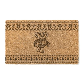 Wisconsin Badgers 18" x 30" Holiday Coir Doormat