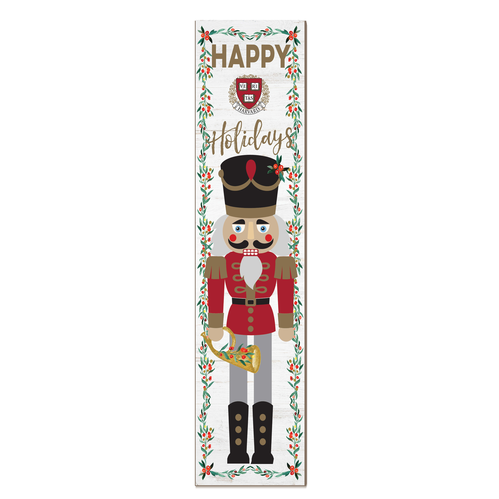 Harvard Crimson 11" x 46" Nutcracker Holiday Leaner Sign
