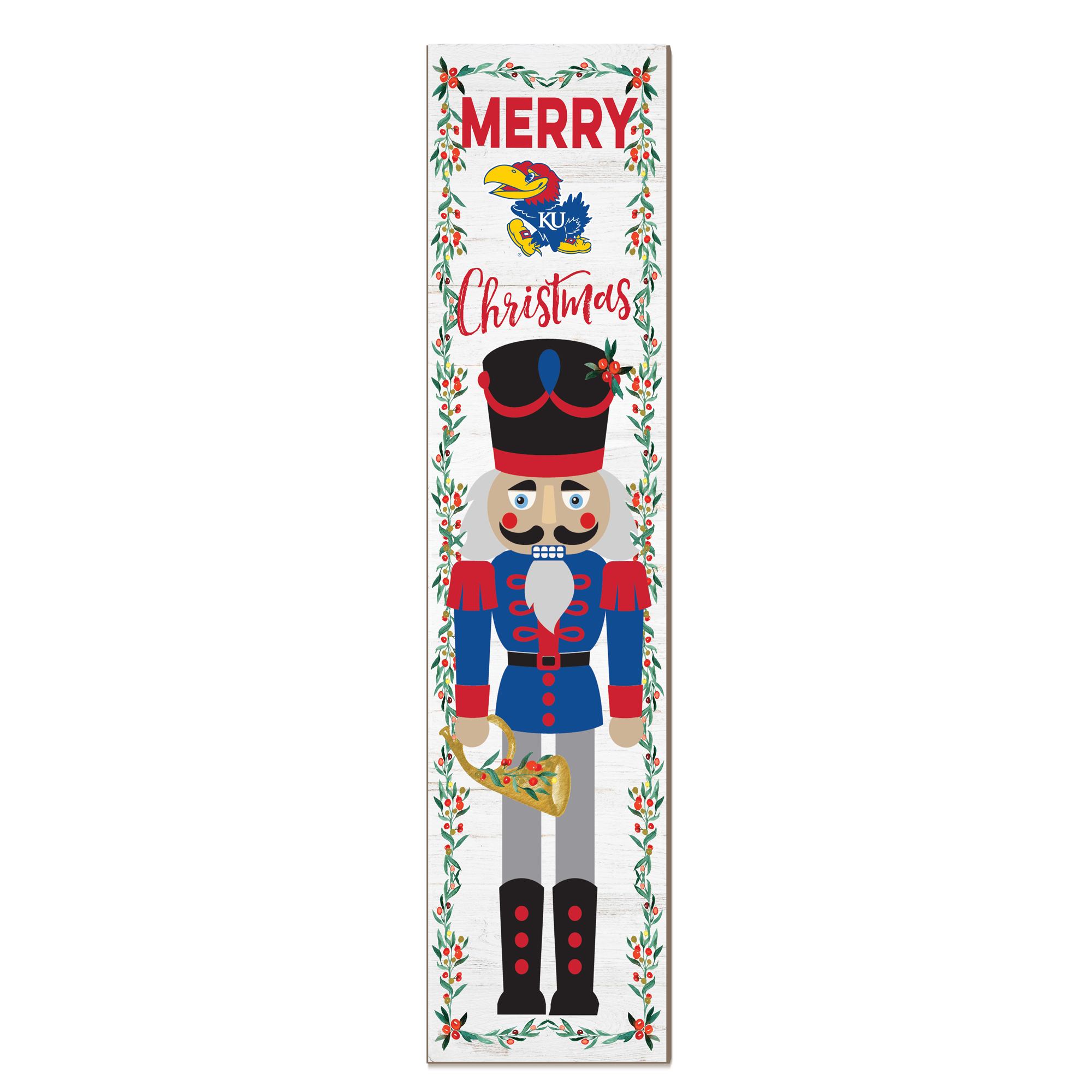 Kansas Jayhawks 11" x 46" Nutcracker Holiday Leaner Sign