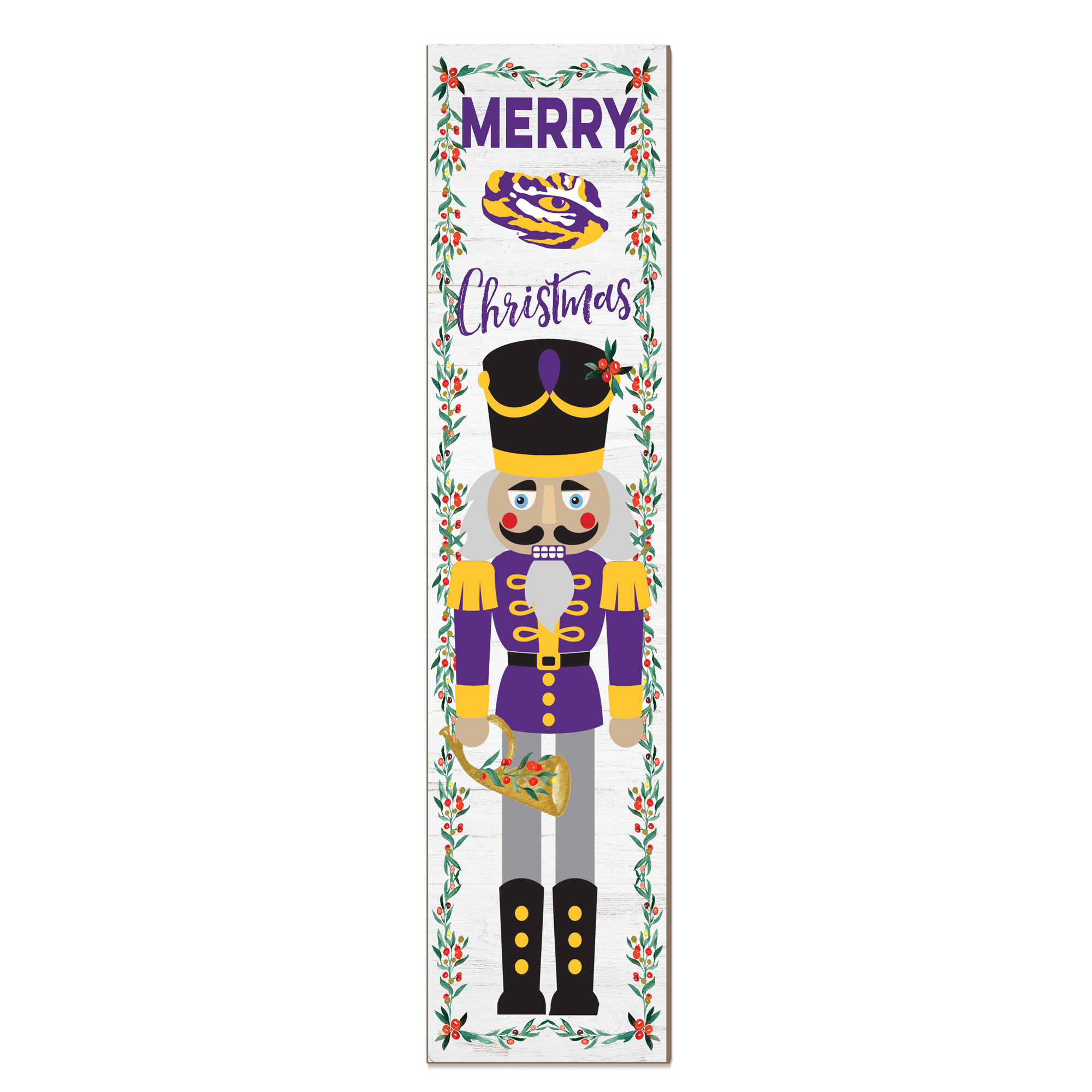 LSU Tigers 11" x 46" Nutcracker Holiday Leaner Sign