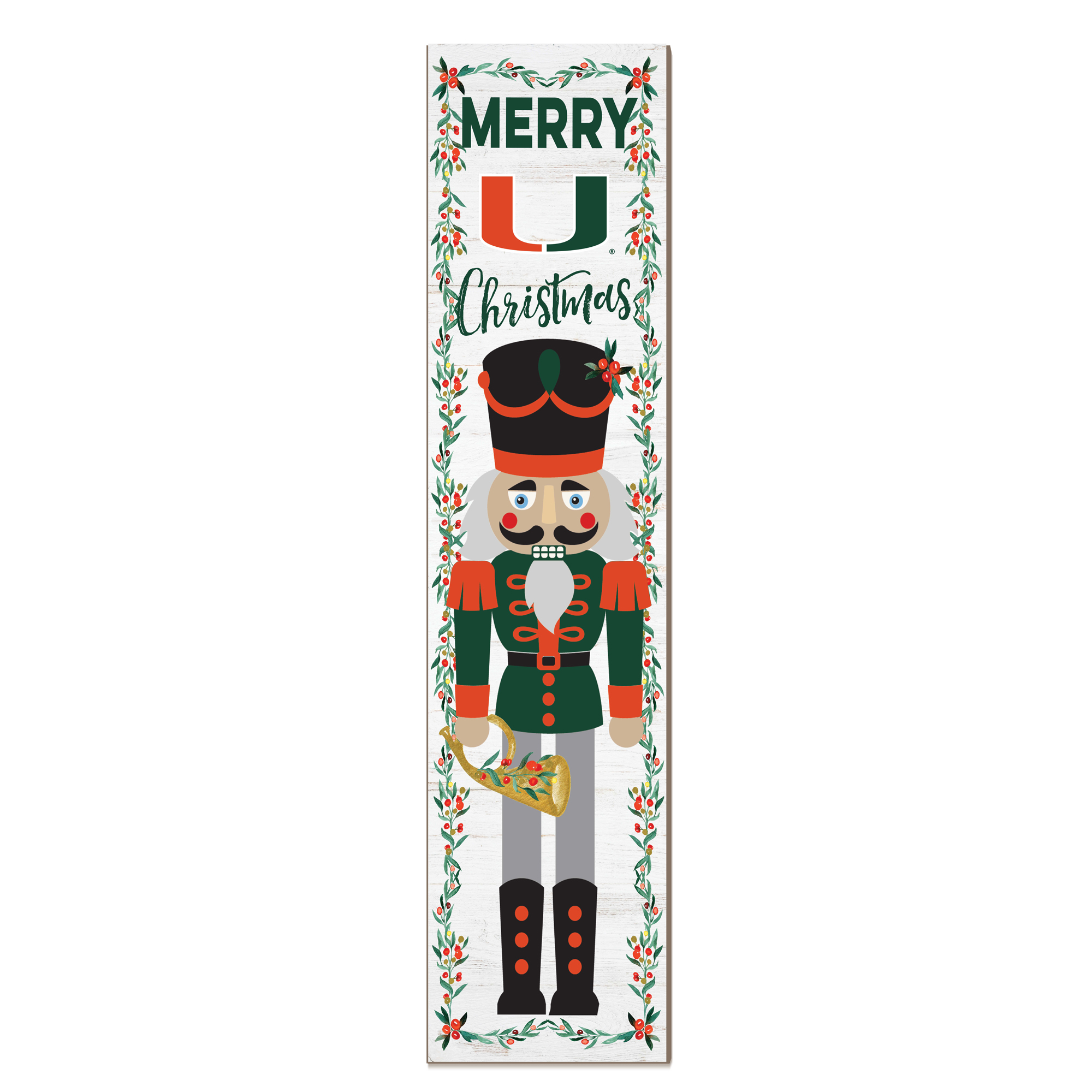 Miami Hurricanes 11" x 46" Nutcracker Holiday Leaner Sign