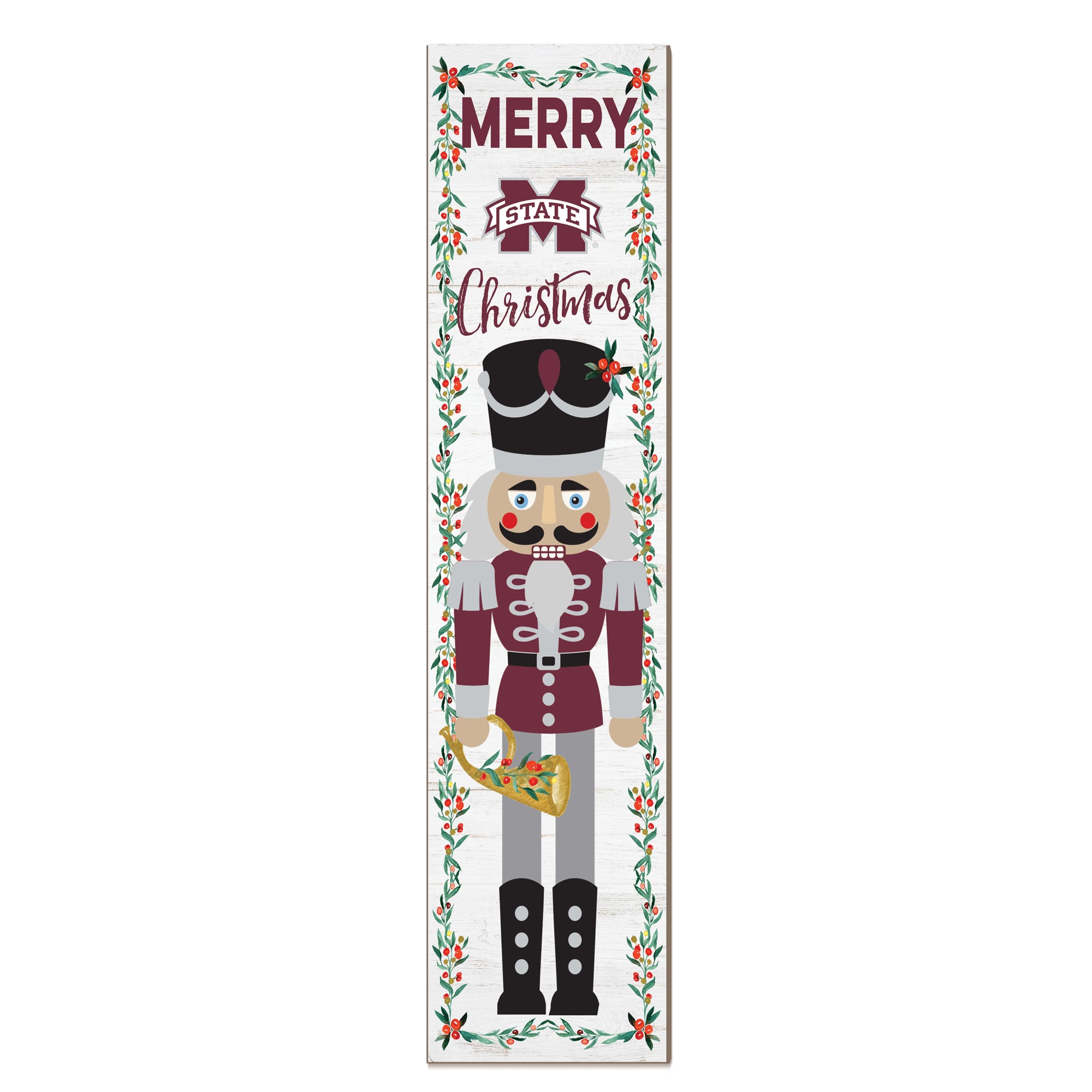 Mississippi State Bulldogs 11" x 46" Nutcracker Holiday Leaner Sign