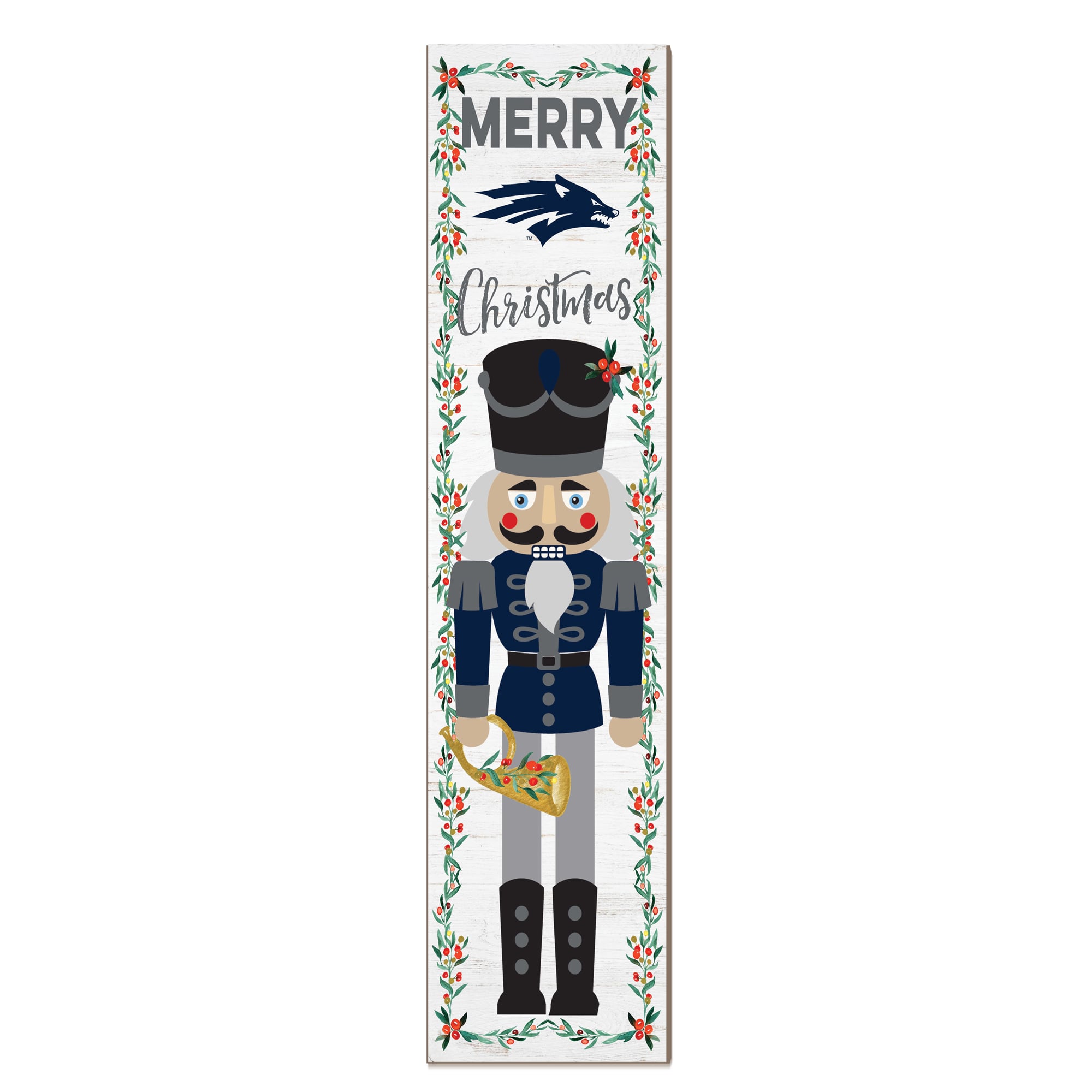 Nevada Wolf Pack 11" x 46" Nutcracker Holiday Leaner Sign